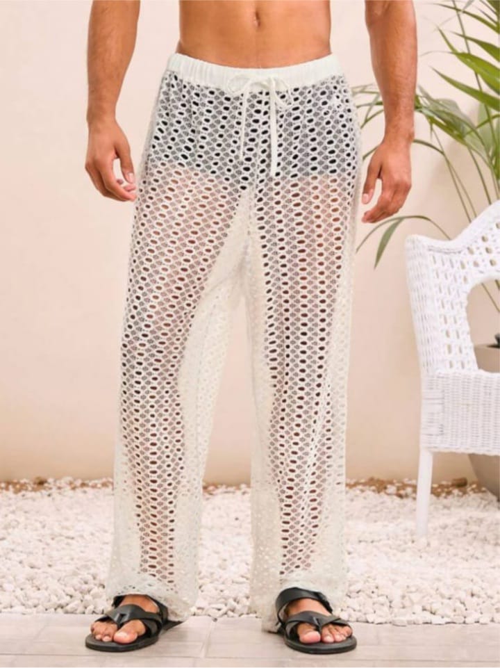 Men's Knitted casual Loose Fit Elastic Waist Straight Leg Lounge Pant